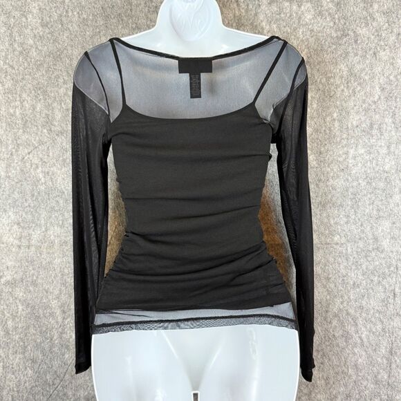 Y2K Vtg Mesh Top Purple Black Cyber Boho Fairy Grunge Whimsigoth Corpcore Sz P - Picture 4 of 11